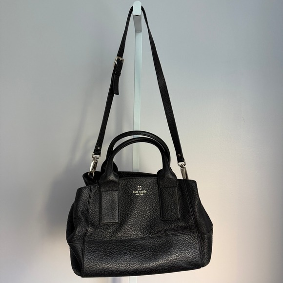 Kate Spade Southport Ave‎ Sloan Black Leather Pebbled Handbag Designer Purse - Picture 1 of 11